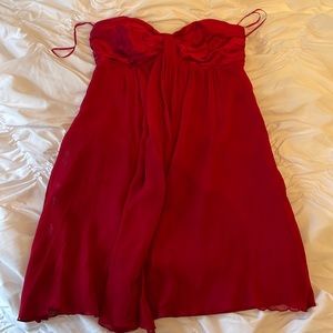 Cute Deep Red Flowy Tube Homecoming Dress